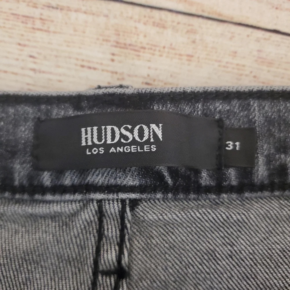 Hudson Womens Size 31x28 Black Holly Straight Leg Distressed Jeans          #238 - Picture 11 of 13